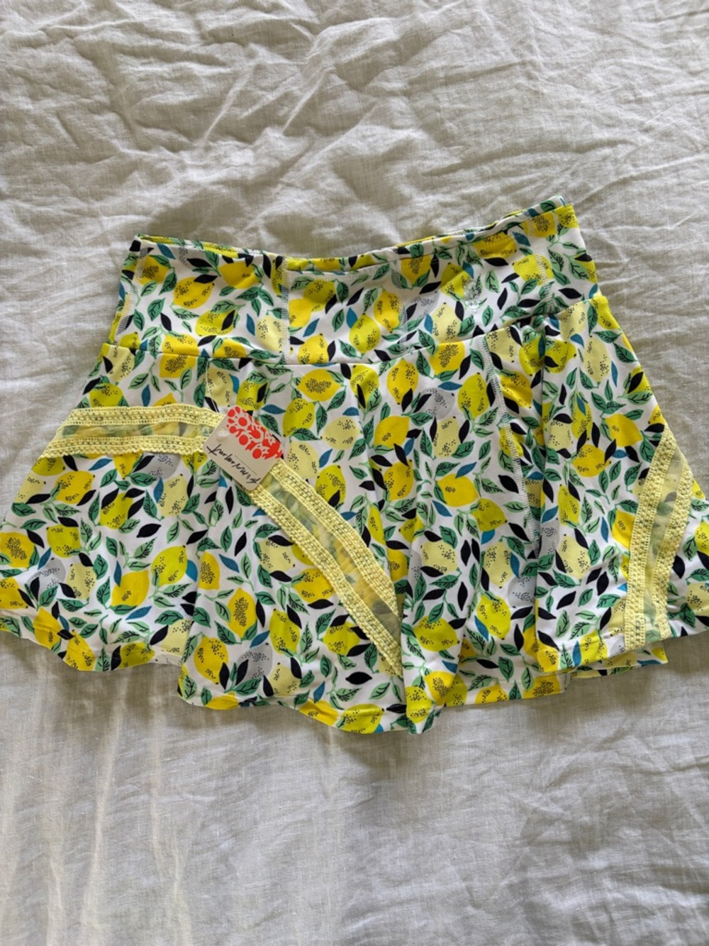 free people Yellow Lemon Print tennis Skirt